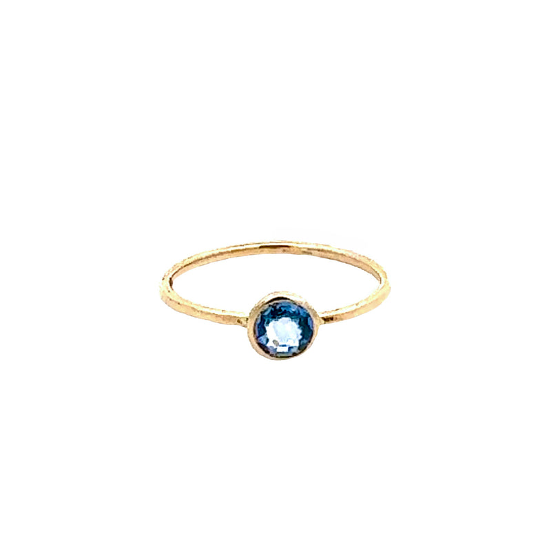 Round Light Blue Sapphire Bezel Ring