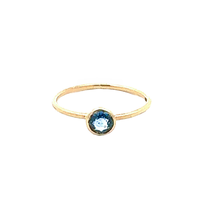 Round Blue Sapphire Bezel Ring
