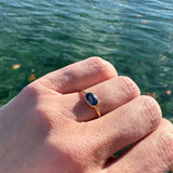 Oval Blue Sapphire Bezel Ring