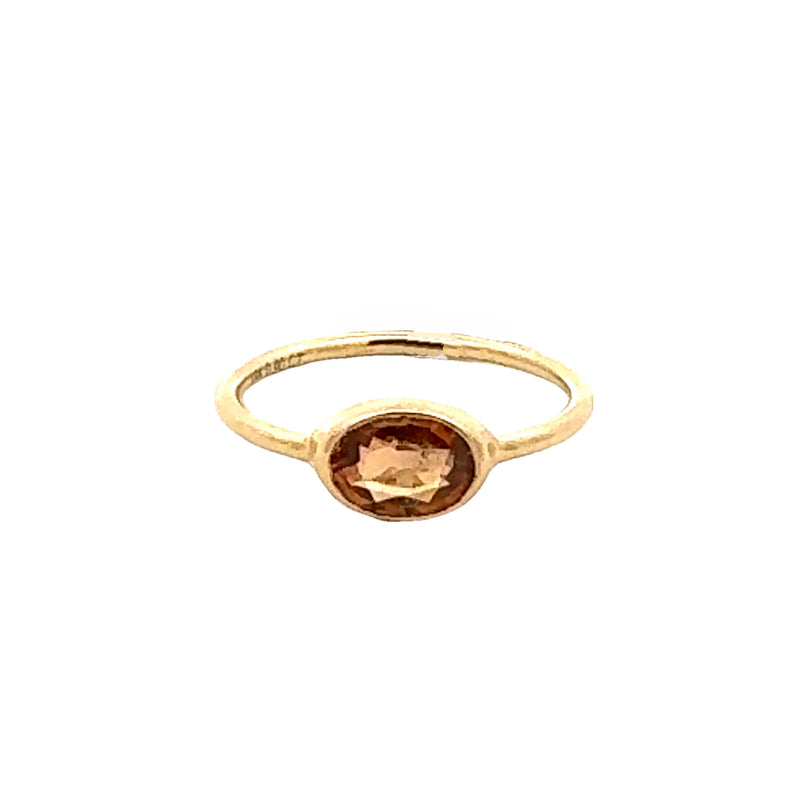 Oval Orange Sapphire Bezel Ring