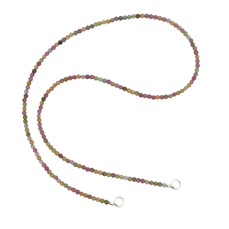 Claspless Tiny Round Multicolor Pink Tourmaline Strand