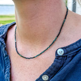 Tiny Round Dark Blue Green Tourmaline Strand