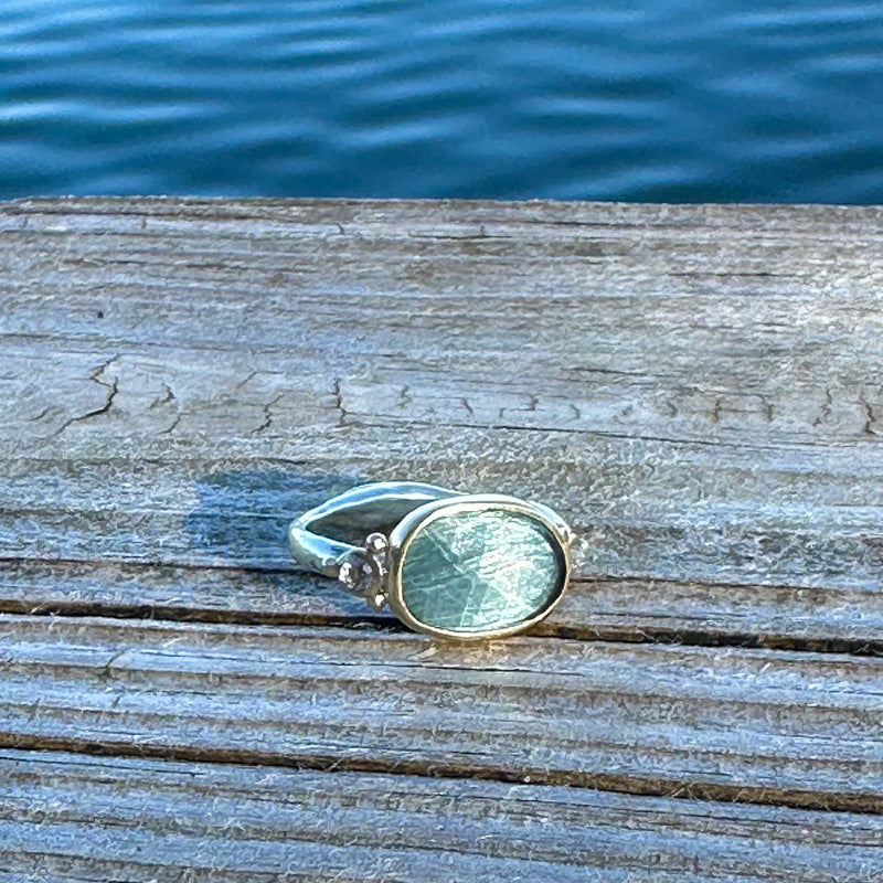 Blue Topaz and Diamond Ring
