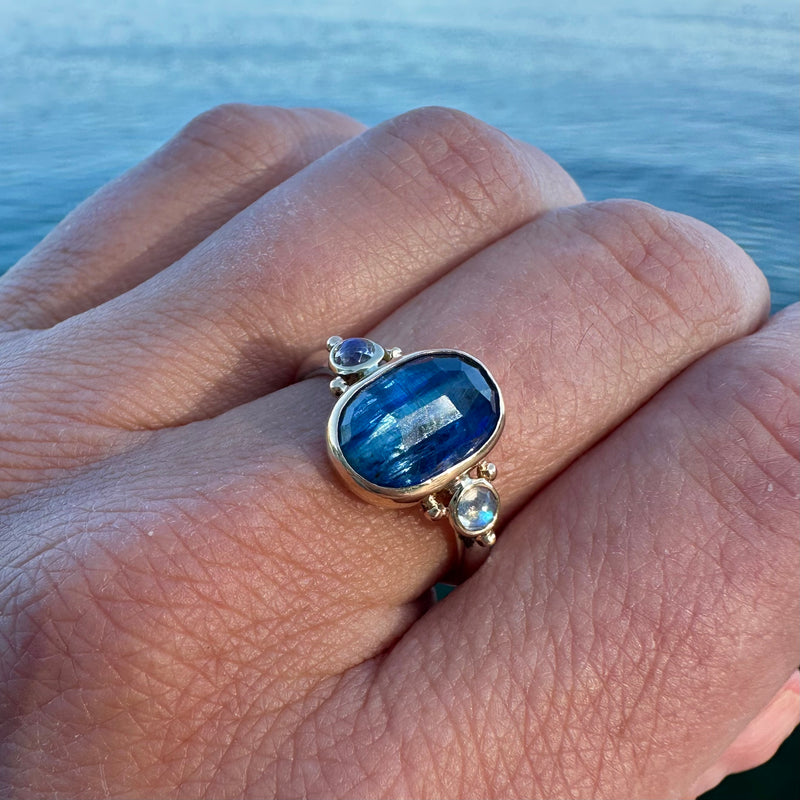 Kyanite and Moonstone Ring