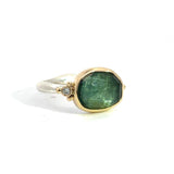 Moss Aquamarine and Diamond Ring