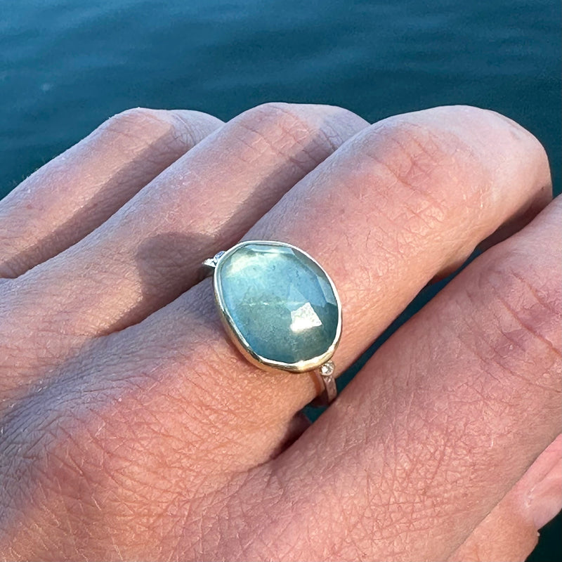 Aquamarine and Diamond Ring