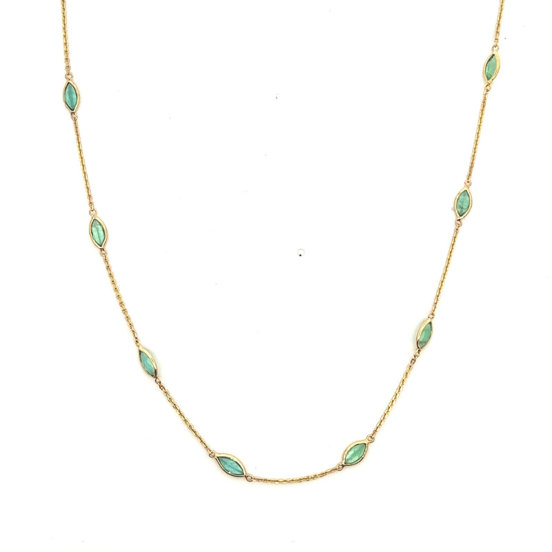 Marquis Emerald Channel Set Station Necklace