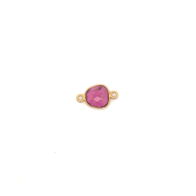Medium Organic Channel Set Pink Tourmaline Connector