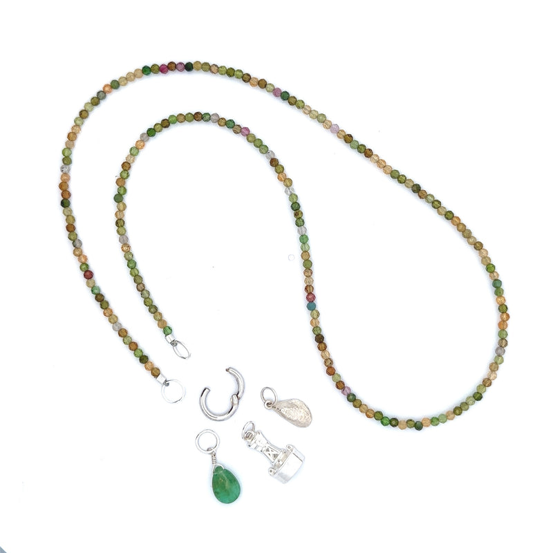Claspless Tiny Round Multicolor Pink Tourmaline Strand