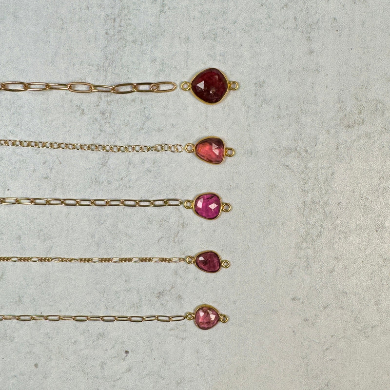 Medium Organic Channel Set Pink Tourmaline Connector