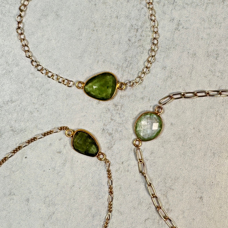 Large Organic Channel Set Green Tourmaline Connector