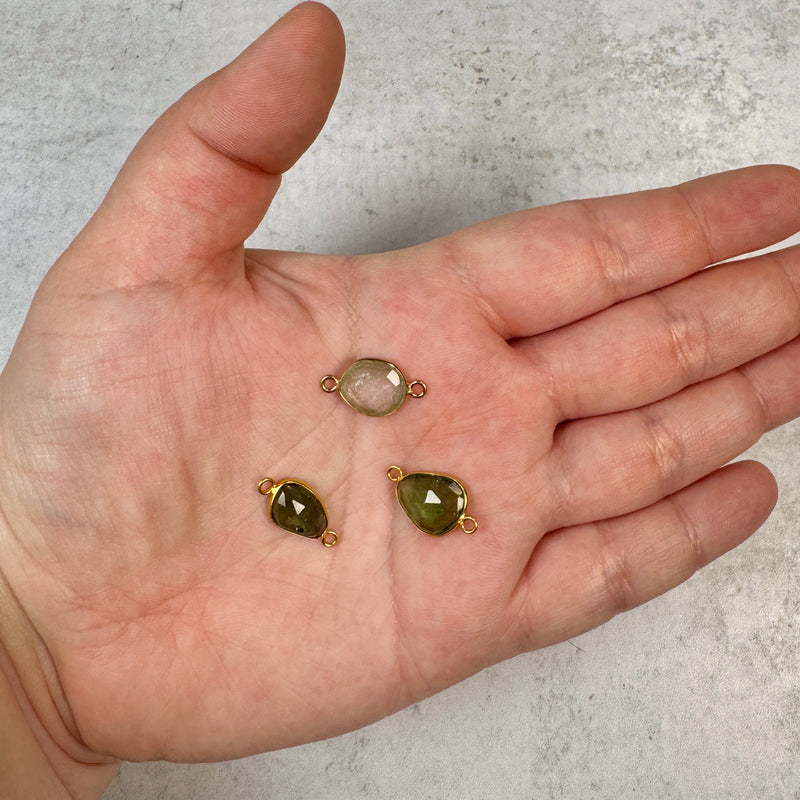 Medium Organic Channel Set Green Tourmaline Connector