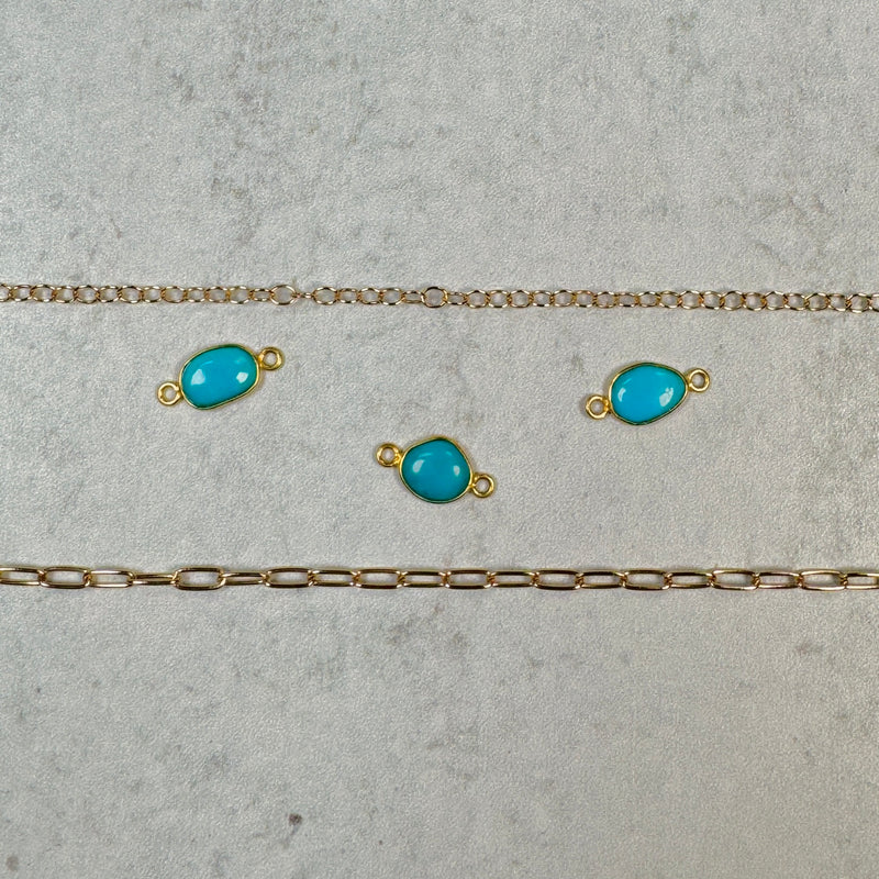 Small Organic Channel Set Turquoise Connector