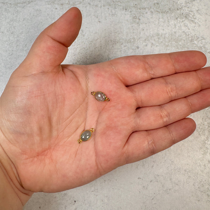Small Smooth Oval Channel Set Aquamarine Connector