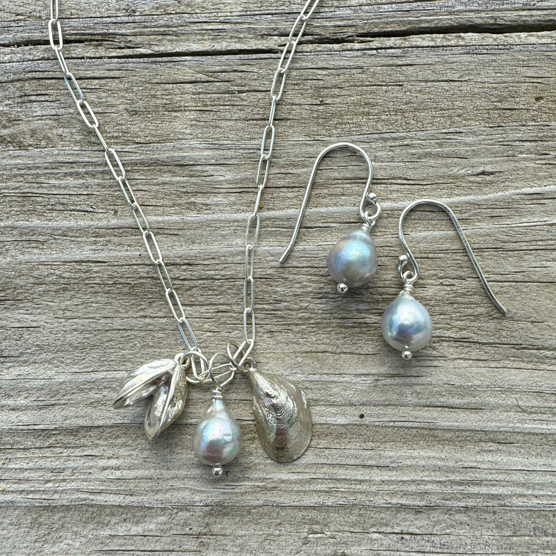 Gray Baroque Tahitian Pearl Earrings
