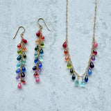 Rainbow Gemstone Multidrop Necklace on Fine Paperclip Chain