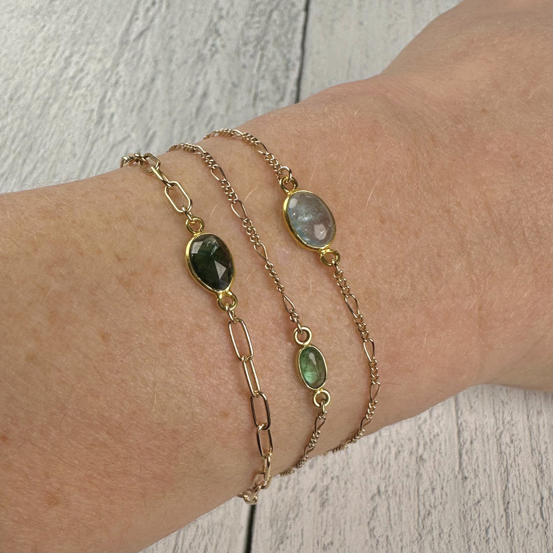 Small Smooth Oval Channel Set Aquamarine Connector
