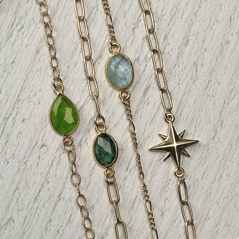 Small Smooth Oval Channel Set Aquamarine Connector