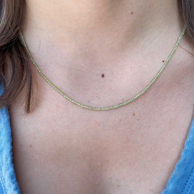 Tiny Round Peridot Strand