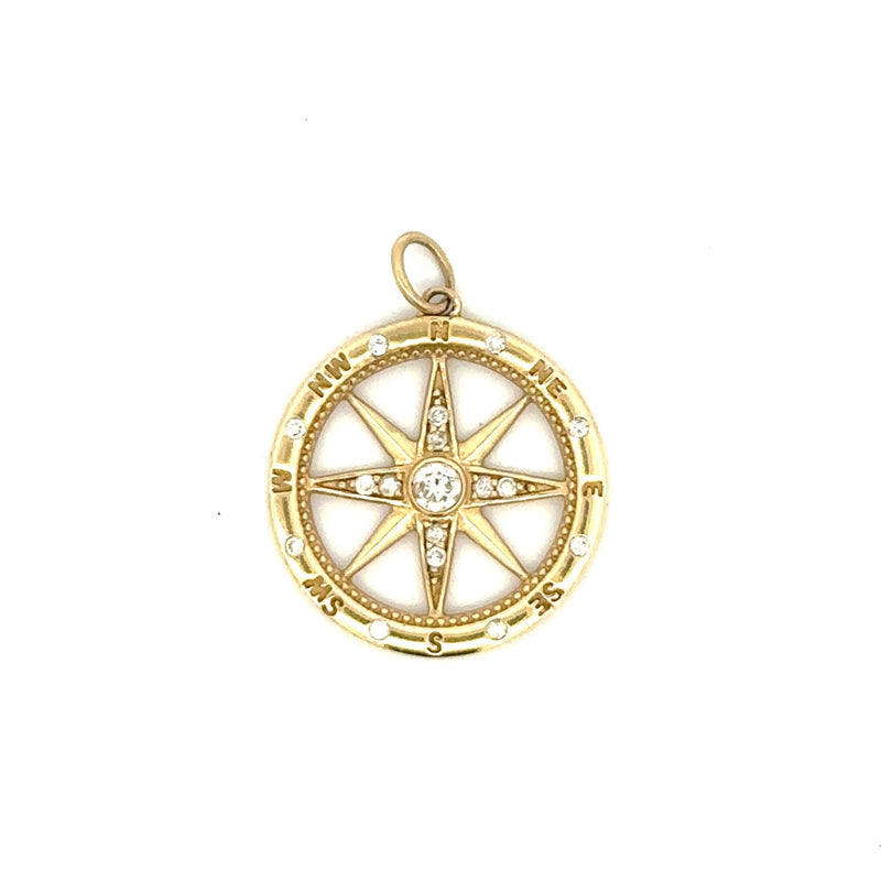 Diamond Compass Rose Charm with Circle