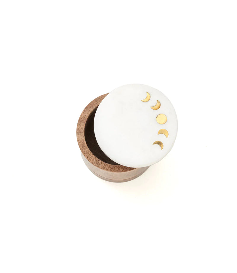 Indukala Moon Phase Round Keepsake Box