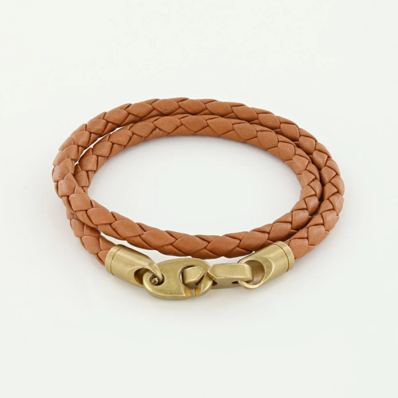 Journey Double Wrap Leather Bracelet (Tan Brown)