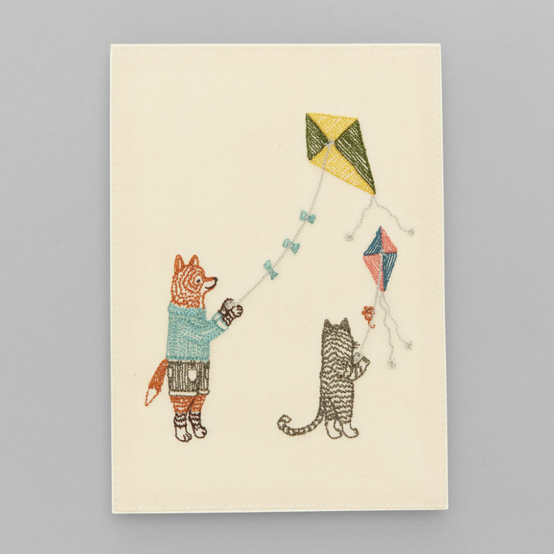 Embroidered Card (Flying Kites)