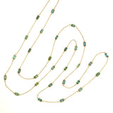 Extra Long Green Tourmaline Baguette Channel Set Station Necklace
