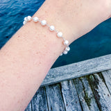 Medium Round White Pearl Chain Bracelet