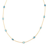 Mixed Aquamarine Channel Set Station Necklace
