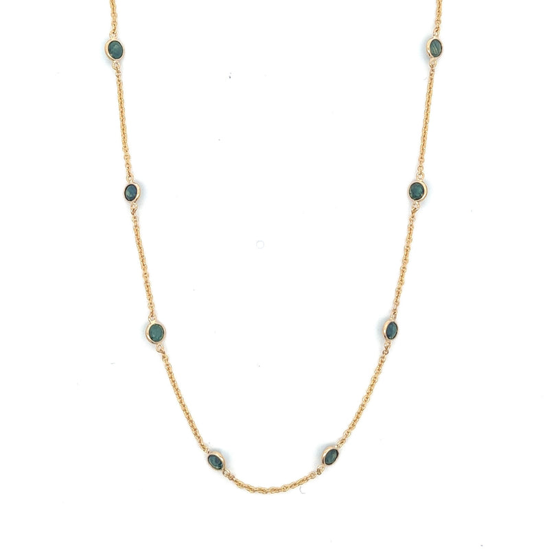 Round Montana Sapphire Channel Set Station Necklace
