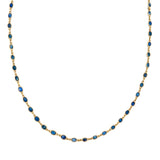 Oval Blue Sapphire Channel Set Link Station Necklace