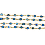 Oval Blue Sapphire Channel Set Link Station Necklace