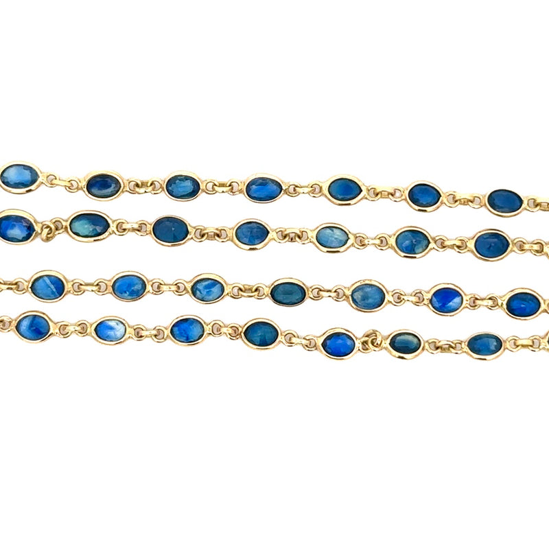 Oval Blue Sapphire Channel Set Link Station Necklace