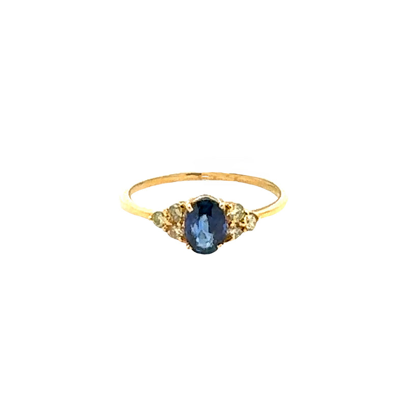 Oval Blue Sapphire and Yellow Diamond Ring