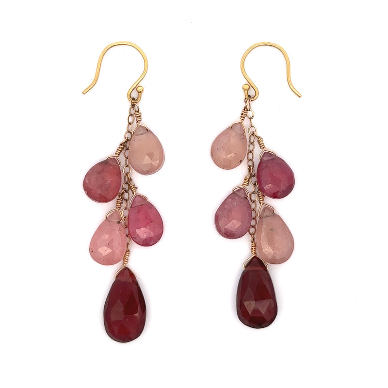 Pink Sapphire & Garnet Cascade Earrings