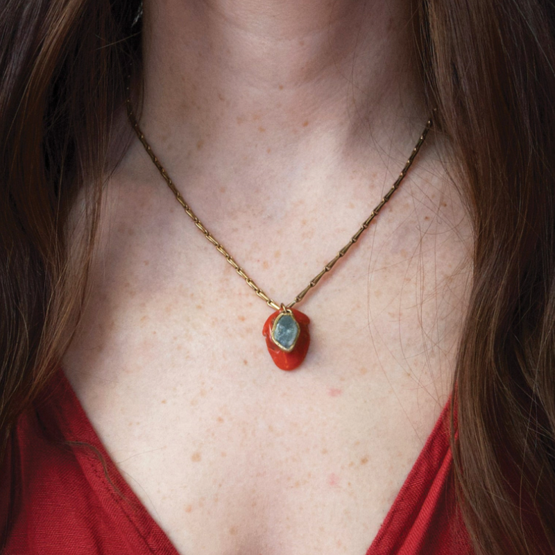 Coral top cay necklace