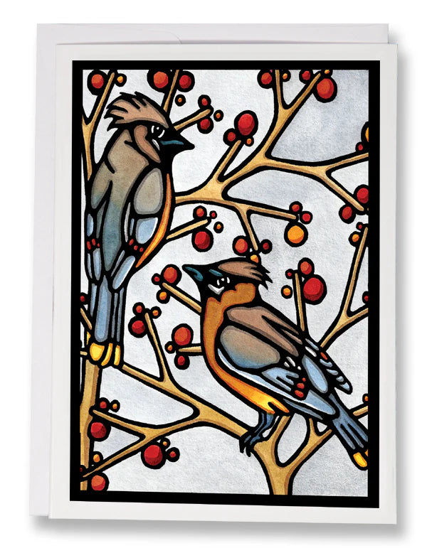 Greeting Card Cedar Waxwings