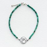 Small Green Turquoise Bracelet with Taíno Frog (Coqui) Charm