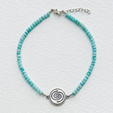 Small Larimar Bracelet with Taíno Water (Agua) Charm