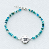 Small Ocean Colors Gemstone Bracelet with Steps Beach Charm