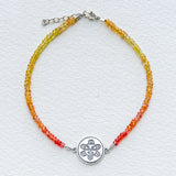 Small Ombré Fire Sapphire Bracelet with Taíno Sun (Sol) Charm