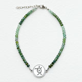 Small Ombré Green Tourmaline Bracelet with Taíno Turtle (Tortuga) Charm