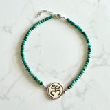 Small Green Turquoise Bracelet with Taíno Frog (Coqui) Charm