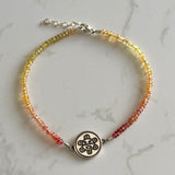 Small Ombré Fire Sapphire Bracelet with Taíno Sun (Sol) Charm