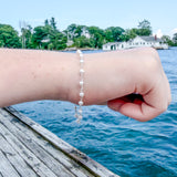 Small Round White Pearl Chain Bracelet