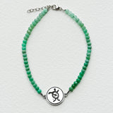 Tiny Round Ombré Chrysophase Bracelet with Taíno Turtle (Tortuga) Charm