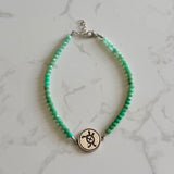 Tiny Round Ombré Chrysophase Bracelet with Taíno Turtle (Tortuga) Charm