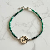Tiny Round Ombré Emerald Bracelet with Taíno Frog (Coqui) Charm