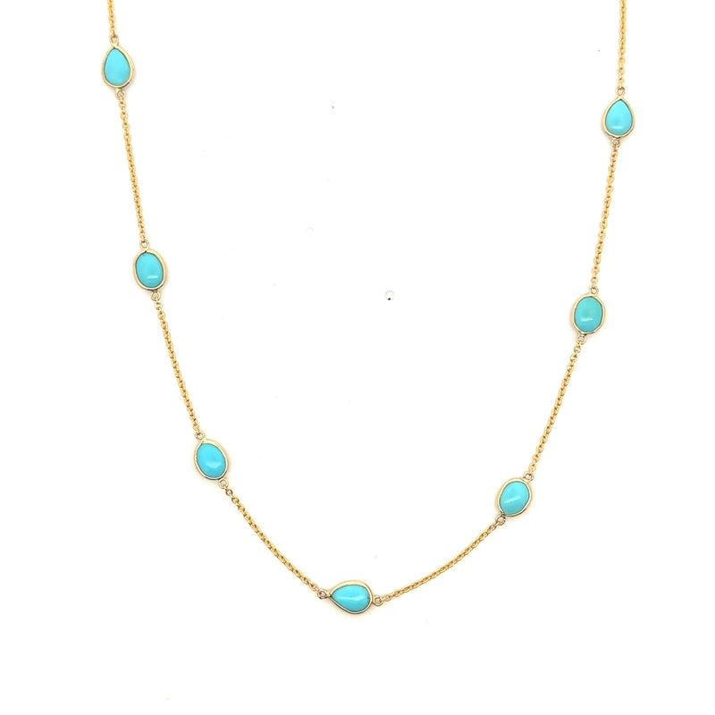 Oval Turquoise Channel Set Station Necklace
